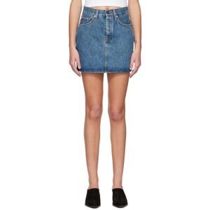 Wardrobe Nyc Blue Cotton Faded Denim Mini Skirt Size 27